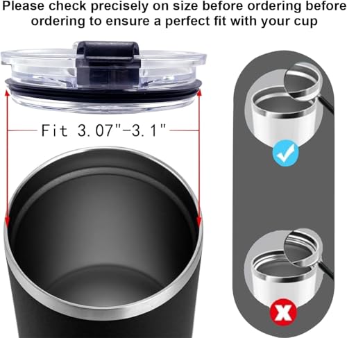 20 oz Tumbler Lid Replacement - 2 Pack Black Silicone Covers