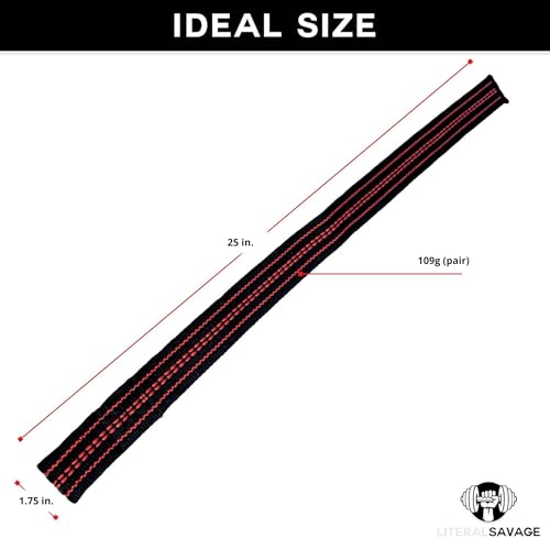 Powerlifting Straps - Heavy Duty Cotton Wrist Wraps Red with Grey Stripe