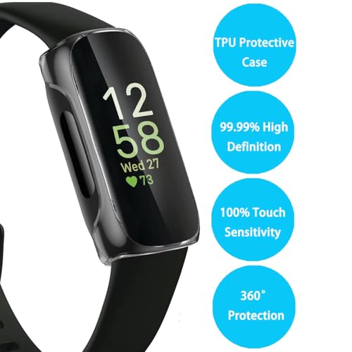 TPU Case for Fitbit Inspire 3 with Screen Protector - Clear (4 Pack)