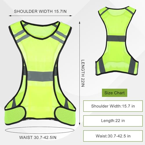 High Visibility Reflective Running Vest - Green Lightweight Safety Gear