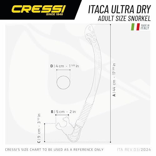 Cressi Adult Foldable Dry Snorkel - Alpha Ultra Dry, Black/White, Made in Italy