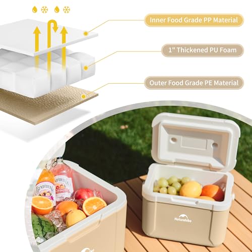 Naturehike 5.3-Quart Hard Cooler Ice Chest Brown | Insulated Outdoor Everyday