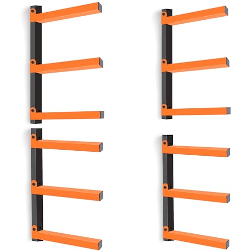 Caliee lumber Storage Rack Wall Mount, Heavy Duty Wood Storage Racks With 6-Level System Holds Up to 1400 lbs, Garage Shelf Wall Mount, Basement, Workshop, Rustproof & Space-Saving Design (4)