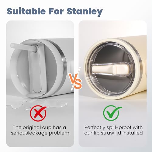 40oz Stanley Cup Replacement Lid & Straw - Beige & Beige