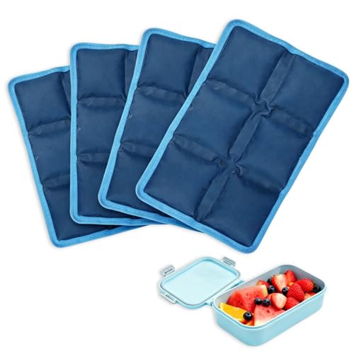 Blobuste Reusable Ice Packs for Lunch Boxes, 4 Pack Slim & Leak-Resistant