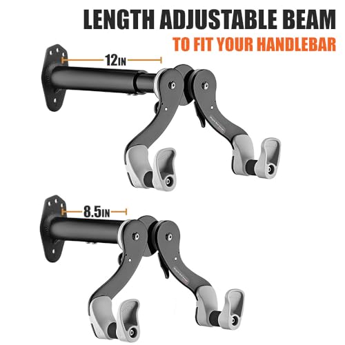 Ibera Horizontal Bike Wall Mount Hanger - Adjustable Frame Holder for Road MTB Hybrid & Kids Bikes - 1 Pack