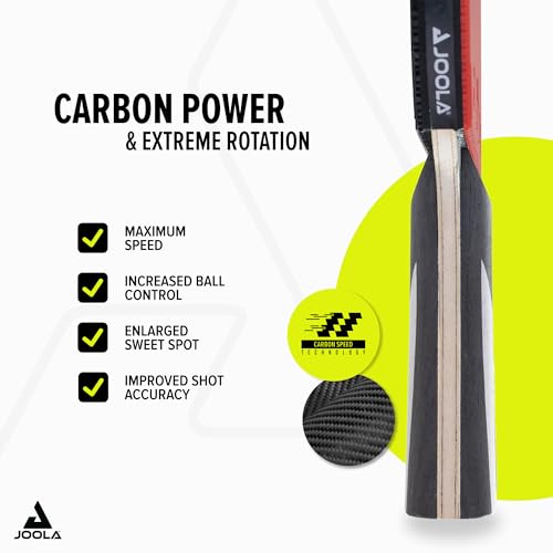 JOOLA Carbon X Pro Ping Pong Paddle – ITTF Pro Rubber, Ergo Grip, Red, Single