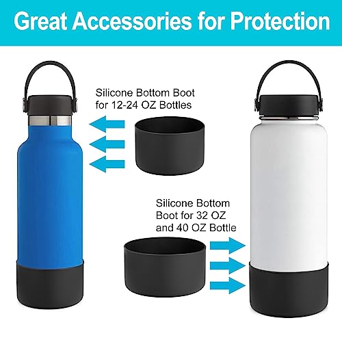 Silicone Boot for Hydro Flask & Owala Water Bottles - Black Medium (Fits 9CM Base)