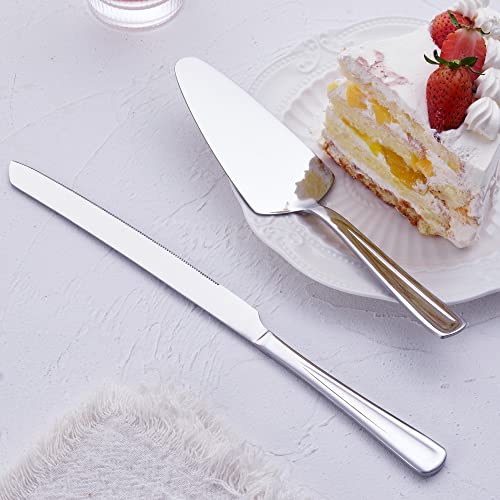 Stainless Steel Wedding Cake Cutting Set - Silver
