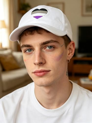 LGBTQ Pride Baseball Cap - Embroidered Heart Cotton Hat - Asexual