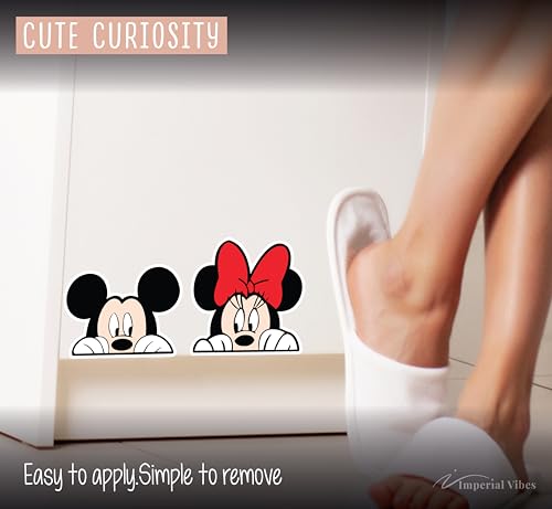 Peeking Mickey & Minnie Mouse Vinyl Decals - Waterproof Stickers, Pack of 2