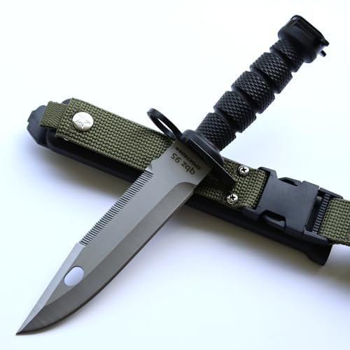 FARDEER M9 Style Fixed Blade Survival Knife - 12.8" Outdoor Utility Knife, QBZ95 Colors