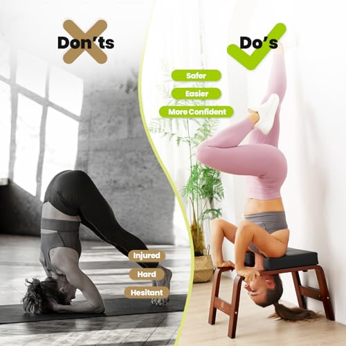 Yoga Headstand Bench - Inversion Chair for Balance Training, Chocolate Black