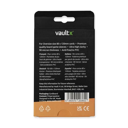Oversize Board Game Sleeves - 90 Pack 82 x 122mm Clear