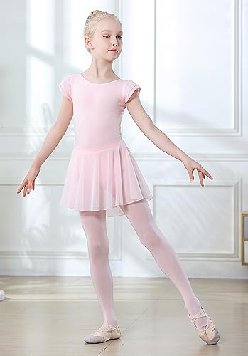 Ballet Leotard with Skirt for Girls - Flutter Sleeve & Criss-Cross Back