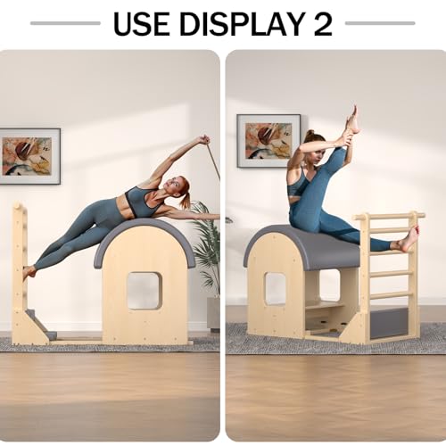 Wooden Pilates Ladder Barrel - Spine Corrector Machine Gray Large