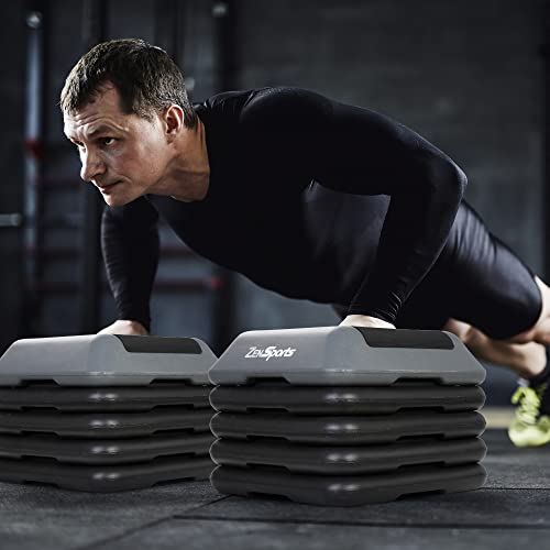 Height Adjustable Aerobic Step Platform with 4 Risers - Gray
