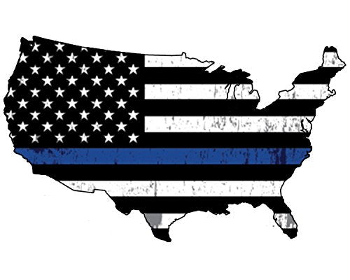Blue Lives Matter USA Flag Outline Vinyl Car Decal - 3x5"