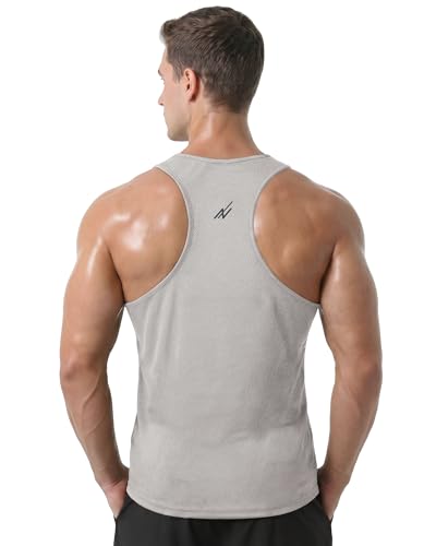 Men's Breathable Mesh Tank Tops - 3 Pack Y-Back - Large, Black/Grey/Green