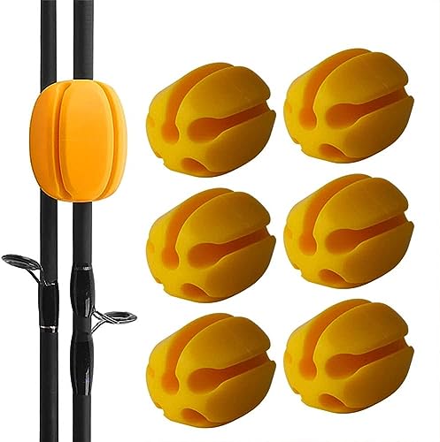 10 Pcs Silicone Fishing Rod Holder Straps - Yellow