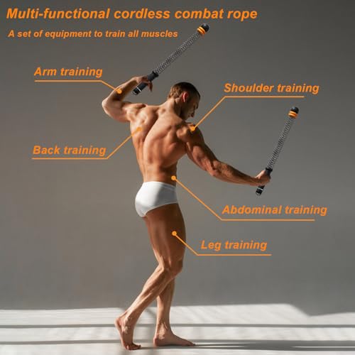 Cordless Weighted Battle Ropes - 2-Pack for Home Gym & HIIT
