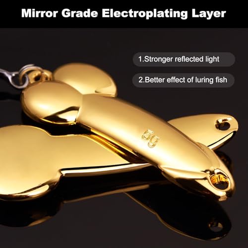 5g Zinc Alloy Spoon Lures with Treble Hooks - 4Pcs Fishing Tackle