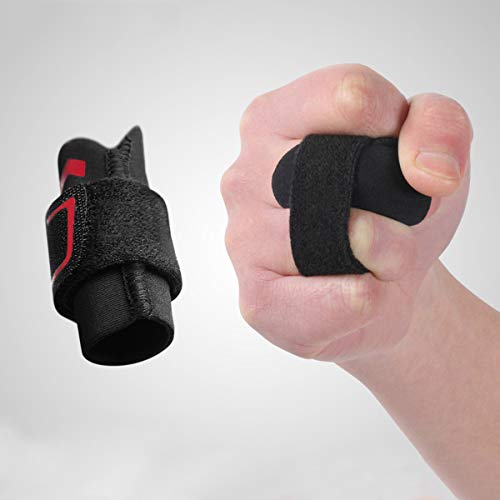 Adjustable Neoprene Finger Splints - Red & Black Finger Brace for Pain Relief