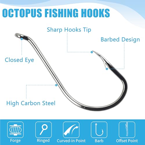 Offset Circle Fishing Hooks - 100pcs High Carbon Steel #4