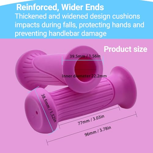 Kids Bike Handlebar Grips - Non-Slip Soft TPR Rubber, 2pcs Pink