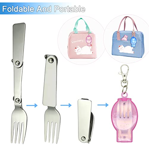 Portable Folding Fork and Spoon Set with Case - 2PCS Cutlery