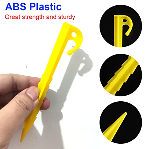 12 Pcs 5.9 Inch Serrated Edge Plastic Tent Stakes - Yellow