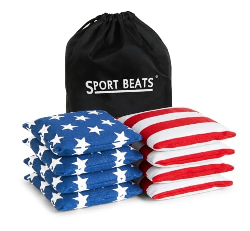 Cornhole Bags Set of 8 - Double-Stitched 6"x6" Durable Design