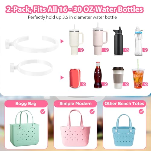 Cup Holder for Bogg Bag - 2 Pack Drink Holder for 30Oz Cups - White