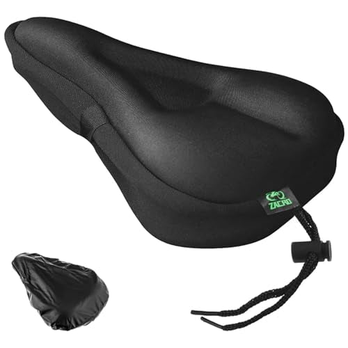 Gel Bike Seat Cushion Cover - Comfortable Padded Saddle - Black, Small