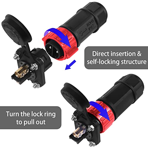 NOVINO Waterproof Trolling Motor Plug Receptacle Set 12/24/36/48V Red 1 Pack