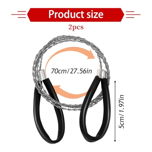 Stainless Steel Cable Saw - 2 PCS Portable Survival Wire Saw for Camping