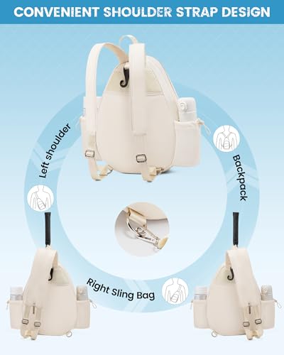 Sucipi White Green Quilted Tennis Bag for Women - Medium Racket Backpack