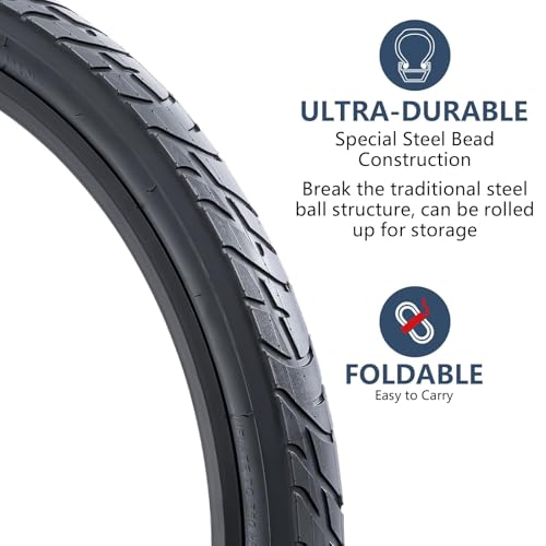 YunSCM 2-Pack 26x2.10 Bike Tires Black01 for Road Bikes