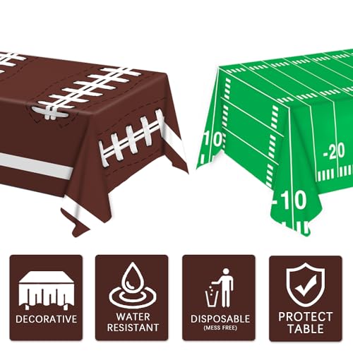 Football Field Disposable Tablecloths - 54 x 108 Inch, 2 Pack