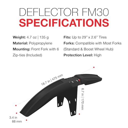 Zefal FM30 Front MTB Mudguard for 26-29 Inch Bikes, Lightweight & High Coverage