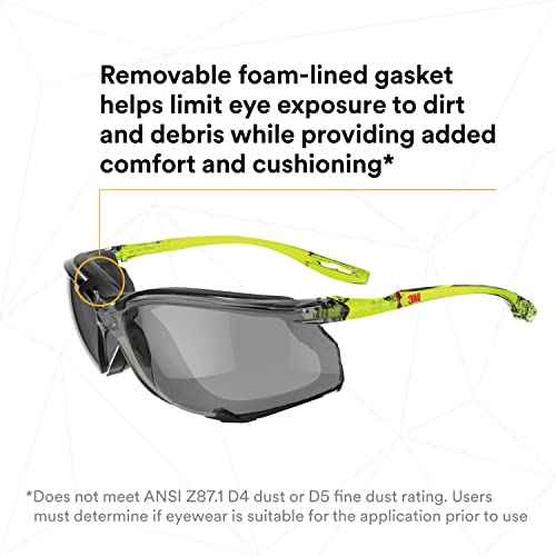 3M Safety Glasses, Solus CCS Series, ANSI Z87, Scotchgard Anti-Fog Coating, Gray Lens, Corded Ear Plug Control System, Removable Foam Gasket, SCCS02SGAF-GRN-F