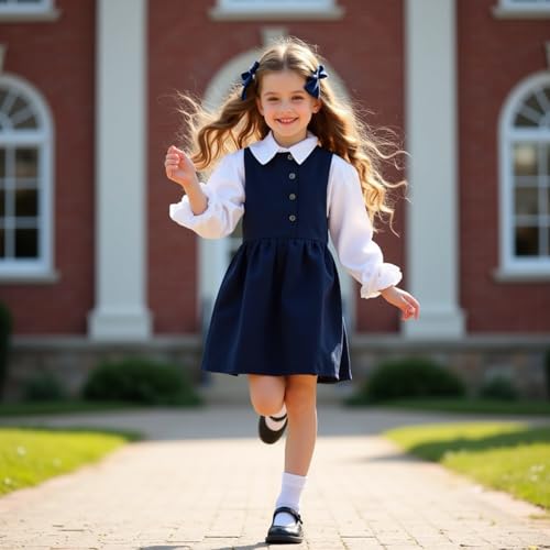Cotton Girls Socks - Ruffle Crew Ankle School Uniform - Off-white, 6-8 Years