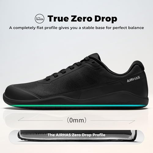 AIRHAS Men's Zero Drop Barefoot Training Shoes Black 11 - Minimalist Fitness Sneakers