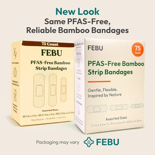 Eco-Friendly Bamboo Fabric Bandages - 75 Count, Hypoallergenic & Compostable