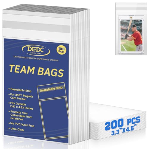 DEDC 200Pcs Trading Cards Team Bags for One Touch Magnetic Card