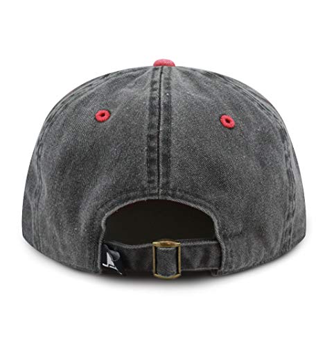 Black/Red 1 Size Cotton Pigment Dyed Dad Hat - Six Panel Cap for Men & Women