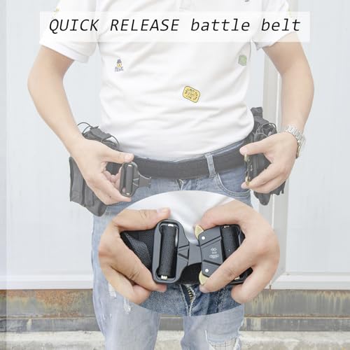 Black Heavy-Duty Tactical Duty Belt Set with Pouches and Quick-Release Clips