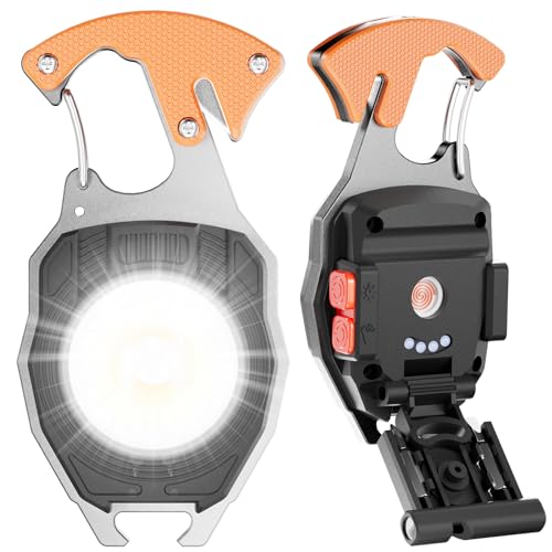 Portable Rechargeable Keychain Flashlight with Magnet Base - 7 Modes