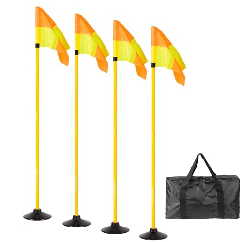 5FT Soccer Corner Flags Set of 4 with Rubber Bases - Yellow