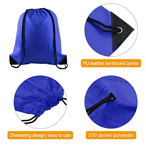 2 Pack Drawstring Backpacks - Durable Polyester Gym & Travel Bags - Black+Blue